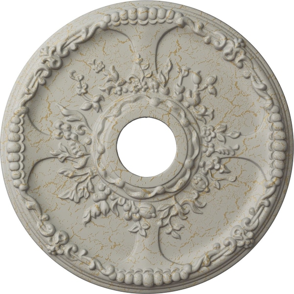 Ekena Millwork Antioch Ceiling Medallion (Canopies up to 3 1/2"), 18"OD x 3 1/2"ID x 1 3/8"P, Pot of Cream Crackle CM18SEPCC - main